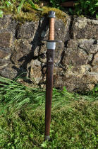 Fourreau en cuir pour pe viking,  avec dcoration mtallique marteau de thor