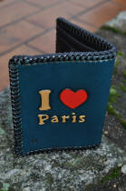 Porte-cartes en cuir motif I love paris