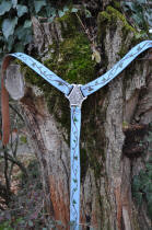 Ceinture elfique en cuir bleu, avec feuilles de lierre en relief