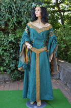 Robe de marie elfique verte et ocre